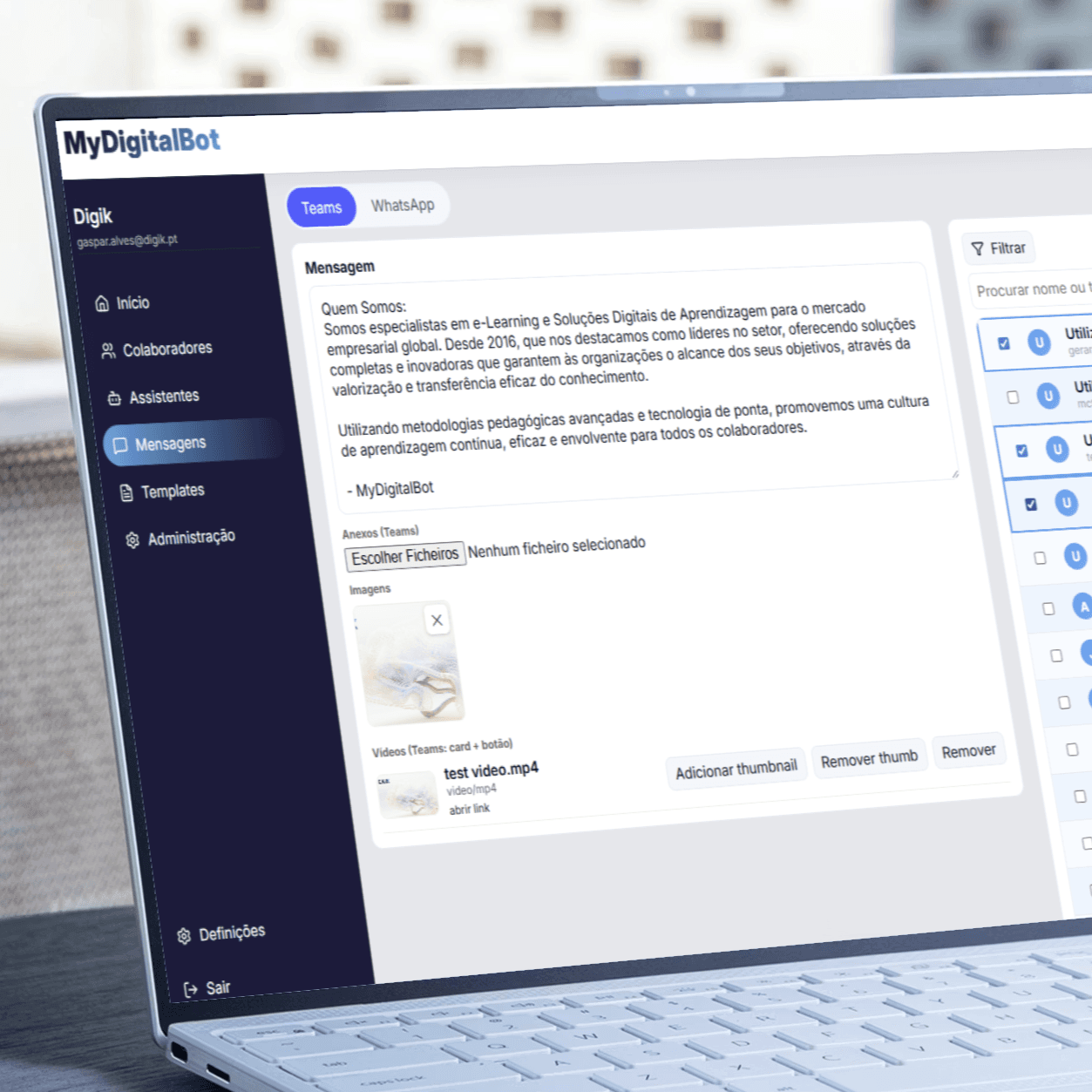 Histórico de mensagens